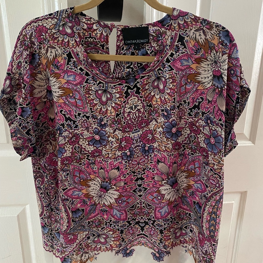 Cynthia Rowley Pink Boxy Blouse with Mandarin Collar